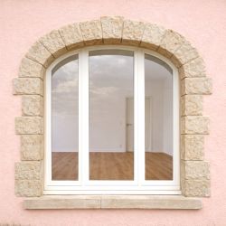 Fenêtre Cintrée 1 Vantail et 2 Fixes Latéraux Aluminium