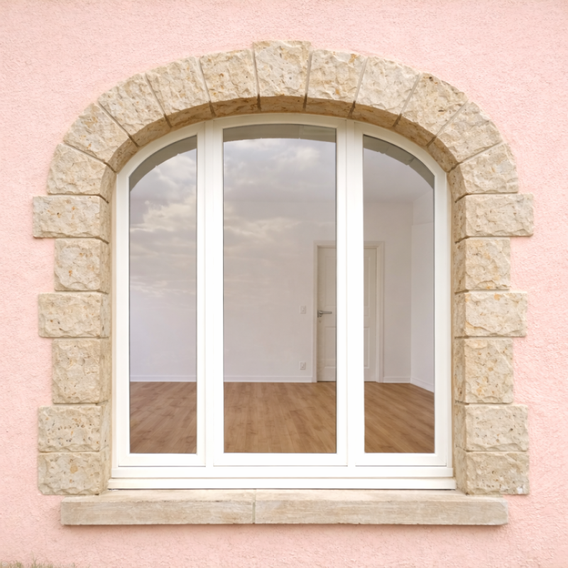 Fenêtre Cintrée 1 Vantail et 2 Fixes Latéraux Aluminium