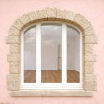 Fenêtre Cintrée 1 Vantail et 2 Fixes Latéraux Aluminium