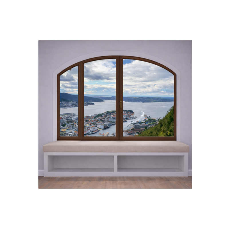 Fenêtre Cintrée 2 Vantaux et 1 Fixe Latéral Aluminium