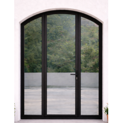 Porte d'Entrée Cintrée 1 Vantail et 2 Fixes Latéraux Aluminium