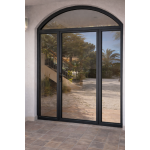 Porte d'Entrée Cintrée 1 Vantail, 2 Fixes Latéraux et Imposte Fixe Aluminium