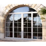 Porte d'Entrée Cintrée 2 Vantaux , 2 Fixes Latéraux et Imposte Fixe Aluminium