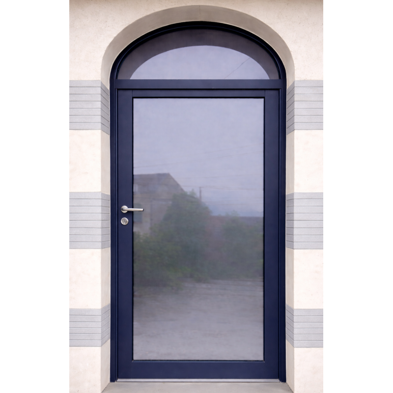 Porte d'Entrée Cintrée 1 Vantail et Imposte Fixe Aluminium