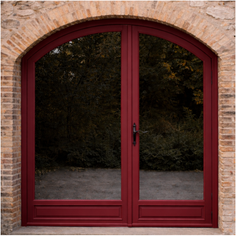 Porte d'Entrée Cintrée 1 Vantail et 1 Fixe Latéral Aluminium
