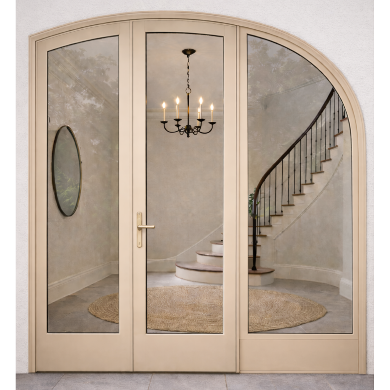 Porte d'Entrée Cintrée 2 Vantaux et 1 Fixe Latéral Aluminium