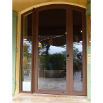 Porte Lourde Cintrée 1 Vantail et 2 Fixes Latéraux Aluminium