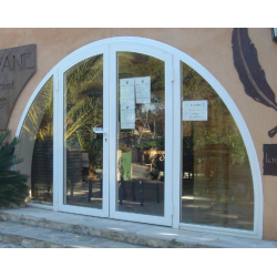Porte Lourde Cintrée 2 Vantaux et 2 Fixes Latéraux Aluminium