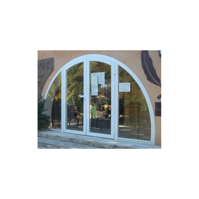 Porte Lourde Cintrée 2 Vantaux et 2 Fixes Latéraux Aluminium