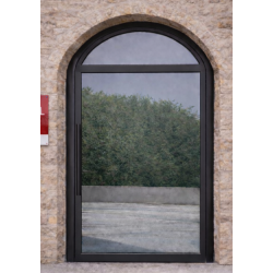 Porte Lourde Cintrée 1 Vantail et Imposte Fixe Aluminium