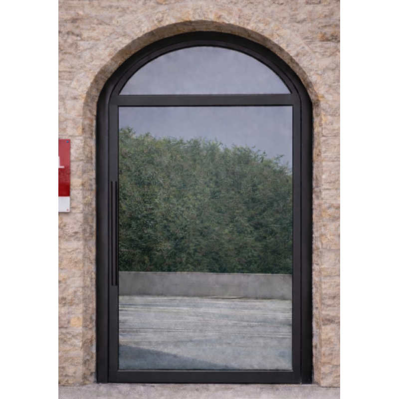 Porte Lourde Cintrée 1 Vantail et Imposte Fixe Aluminium