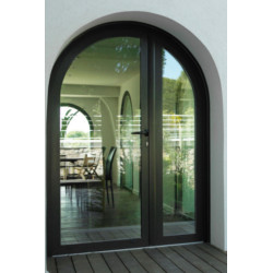 Porte Lourde Cintrée 1 Vantail et 1 Fixe Latéral Aluminium