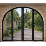 Porte Fenêtre à Serrure Cintrée 2 Vantaux et 2 Fixes Latéraux Aluminium