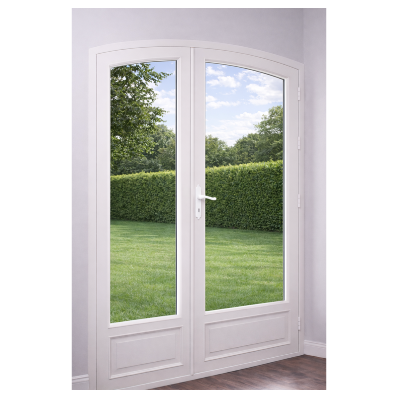 Porte Fenêtre à Serrure Cintrée 1 Vantail et 1 Fixe Latéral Aluminium