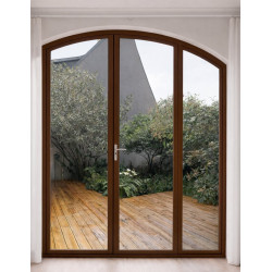 Porte Fenêtre à Serrure Cintrée 2 Vantaux et 1 Fixe Latéral Aluminium