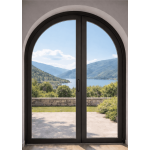 Porte Fenêtre Crémone Cintrée 1 Vantail et 1 Fixe Latéral Aluminium