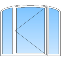 Porte d'Entrée Cintrée 1 Vantail et 2 Fixes Latéraux Aluminium