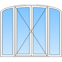 Porte d'Entrée Cintrée 2 Vantaux et 2 Fixes Latéraux Aluminium