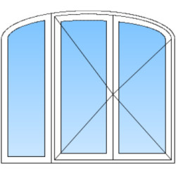 Porte d'Entrée Cintrée 2 Vantaux et 1 Fixe Latéral Aluminium